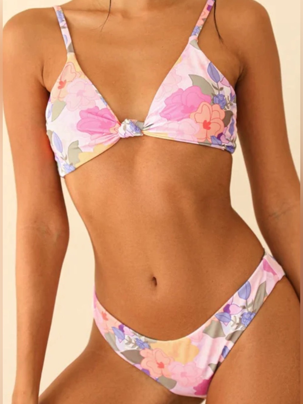 NWT Dippin' Daisy's Zen Floral Pastel Knot Bikini in Pink Size XL